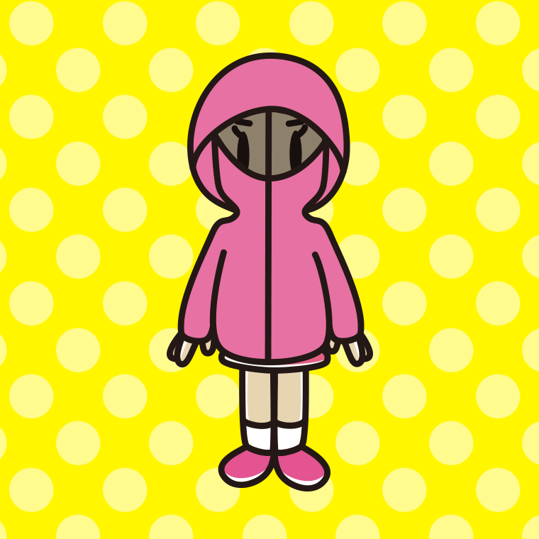 不審者パーカーを着る小学生女子のイラスト【色、背景あり】PNG