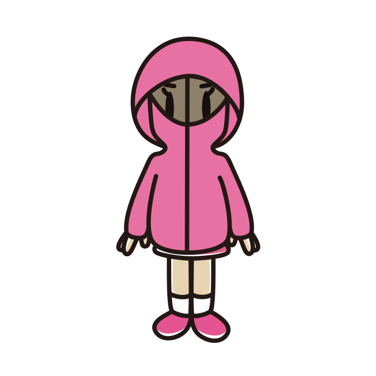 不審者パーカーを着る小学生女子のイラスト【色あり、背景なし】透過PNG