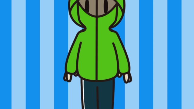 不審者パーカーを着る男子中学生のイラスト【色、背景あり】PNG