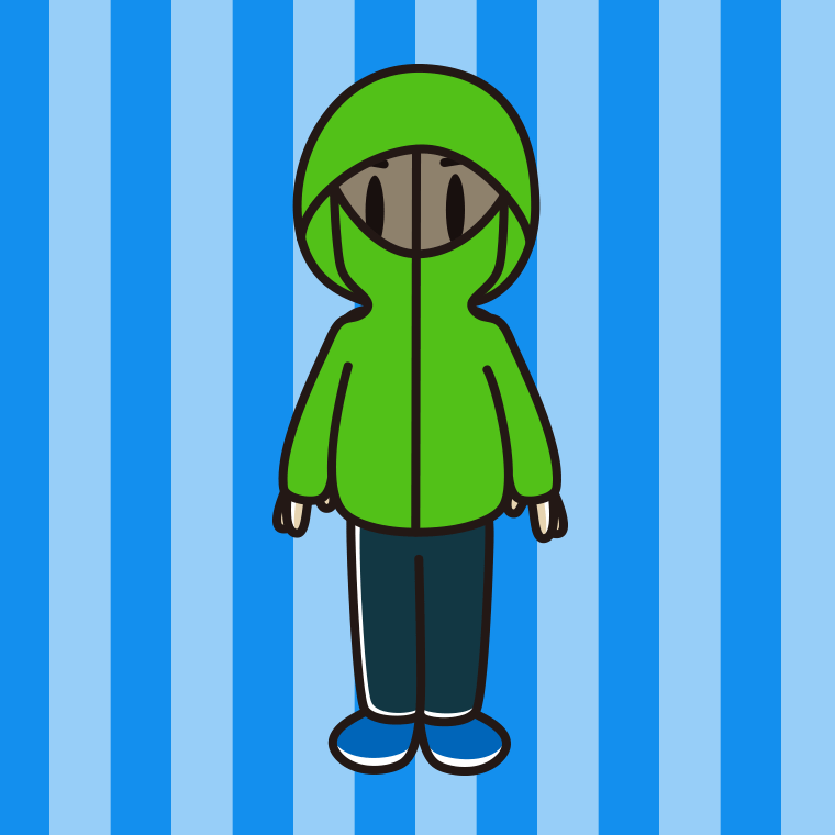 不審者パーカーを着る男子中学生のイラスト【色、背景あり】PNG