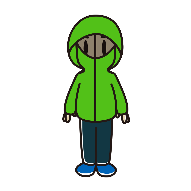 不審者パーカーを着る男子中学生のイラスト【色あり、背景なし】透過PNG
