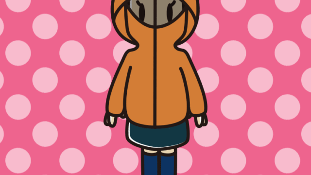 不審者パーカーを着る女子中学生のイラスト【色、背景あり】PNG