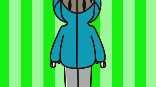 不審者パーカーを着る男子高校生のイラスト【色、背景あり】PNG