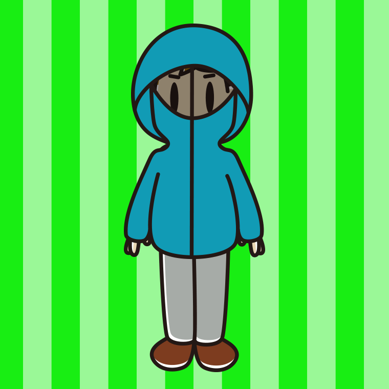 不審者パーカーを着る男子高校生のイラスト【色、背景あり】PNG