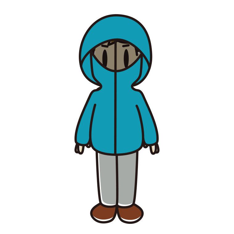 不審者パーカーを着る男子高校生のイラスト【色あり、背景なし】透過PNG