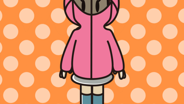 不審者パーカーを着る女子高校生のイラスト【色、背景あり】PNG