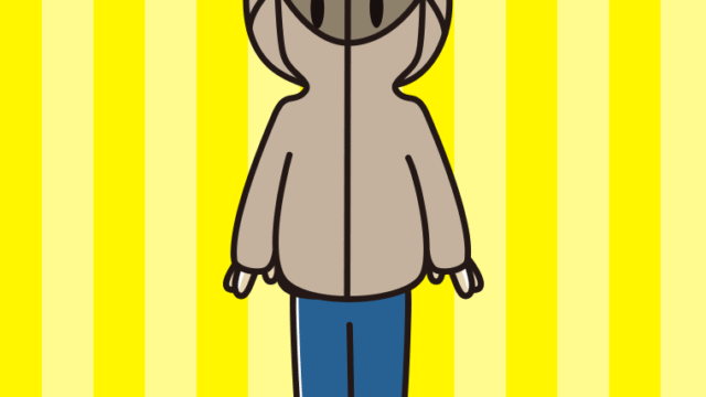 不審者パーカーを着る男子大学生のイラスト【色、背景あり】PNG