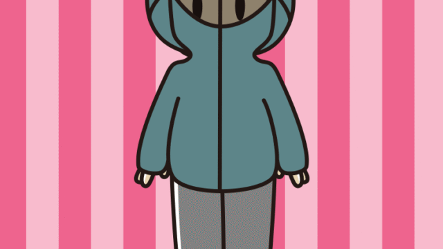 不審者パーカーを着るおじさんのイラスト【色、背景あり】PNG