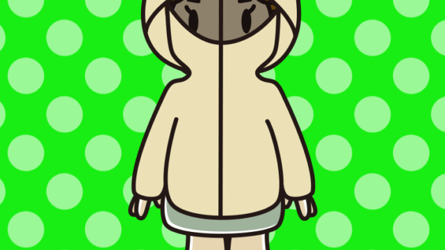 不審者パーカーを着るおばさんのイラスト【色、背景あり】PNG