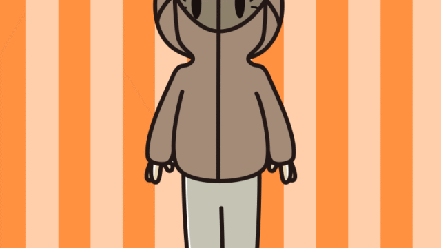 不審者パーカーを着るおじいさんのイラスト【色、背景あり】PNG