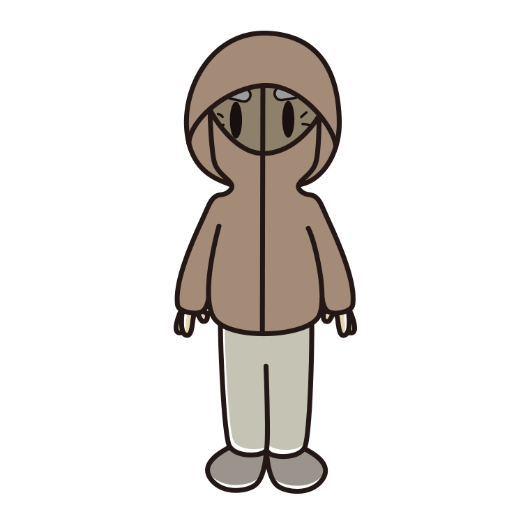 不審者パーカーを着るおじいさんのイラスト【色あり、背景なし】透過PNG
