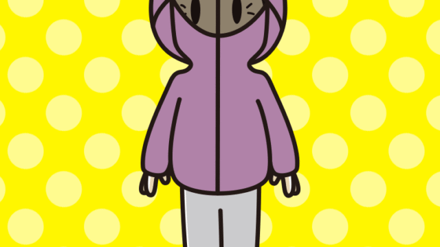 不審者パーカーを着るおばあさんのイラスト【色、背景あり】PNG