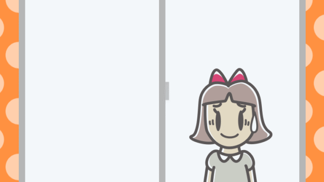 窓で苦笑いする小学生女子のイラスト【色、背景あり】PNG