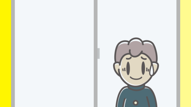 窓で苦笑いする男子中学生のイラスト【色、背景あり】PNG