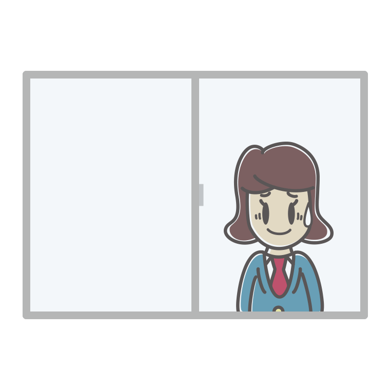 窓で苦笑いする女子高校生のイラスト【色あり、背景なし】透過PNG