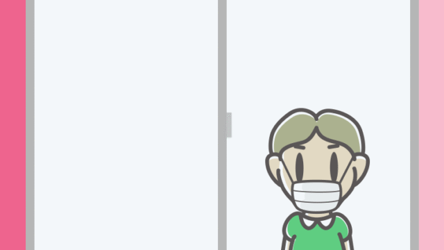 窓にいるマスクの小学生男子のイラスト【色、背景あり】PNG