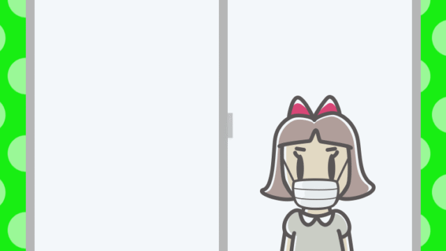 窓にいるマスクの小学生女子のイラスト【色、背景あり】PNG