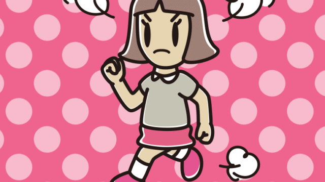 怒りながら走る小学生女子のイラスト【色、背景あり】PNG