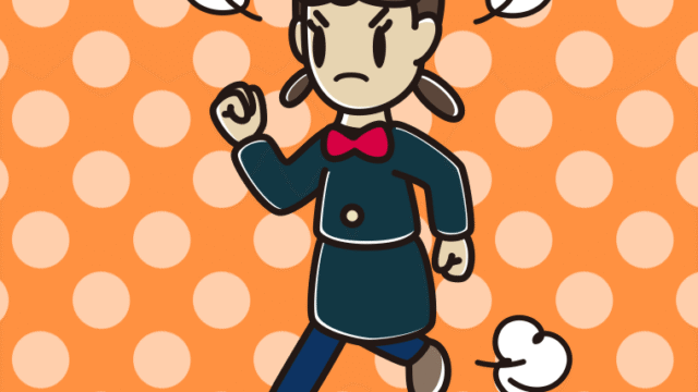 怒りながら走る女子中学生のイラスト【色、背景あり】PNG