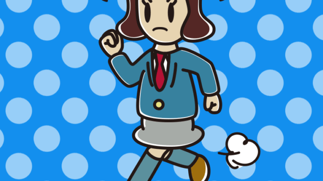 怒りながら走る女子高校生のイラスト【色、背景あり】PNG