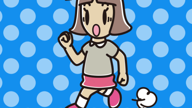 走っていて驚く小学生女子のイラスト【色、背景あり】PNG