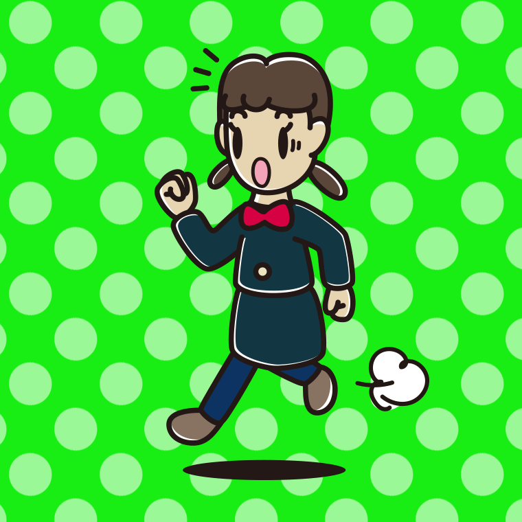 走っていて驚く女子中学生のイラスト【色、背景あり】PNG