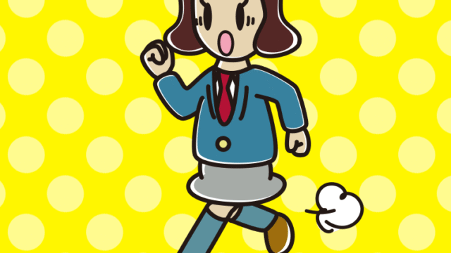 走っていて驚く女子高校生のイラスト【色、背景あり】PNG