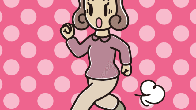 走っていて驚く女子大学生のイラスト【色、背景あり】PNG