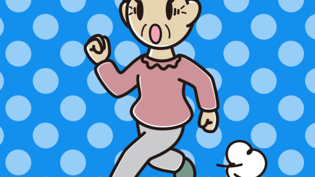 走っていて驚くおばあさんのイラスト【色、背景あり】PNG
