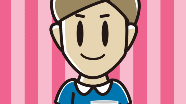 コーヒーを飲む（マグカップを持つ）男性のイラスト【色、背景あり】PNG