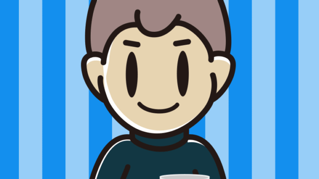 コーヒーを飲む（マグカップを持つ）男子中学生のイラスト【色、背景あり】PNG