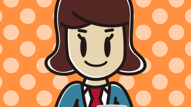 コーヒーを飲む（マグカップを持つ）女子高校生のイラスト【色、背景あり】PNG