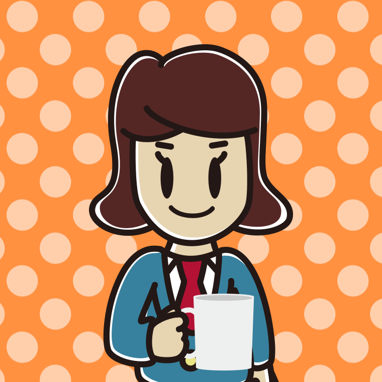 コーヒーを飲む（マグカップを持つ）女子高校生のイラスト【色、背景あり】PNG