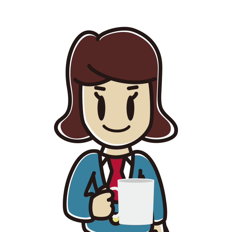 コーヒーを飲む（マグカップを持つ）女子高校生のイラスト【色あり、背景なし】透過PNG
