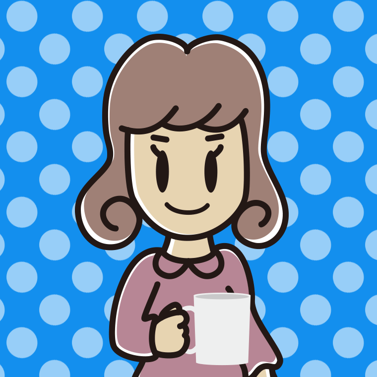 コーヒーを飲む（マグカップを持つ）女子大学生のイラスト【色、背景あり】PNG