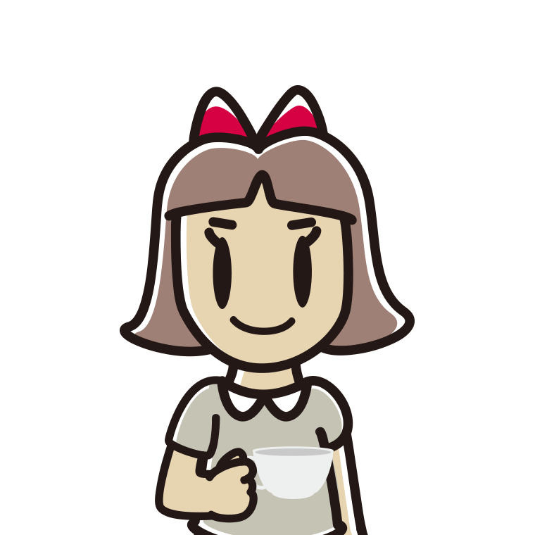 紅茶を飲む（ティーカップを持つ）小学生女子のイラスト【色あり、背景なし】透過PNG