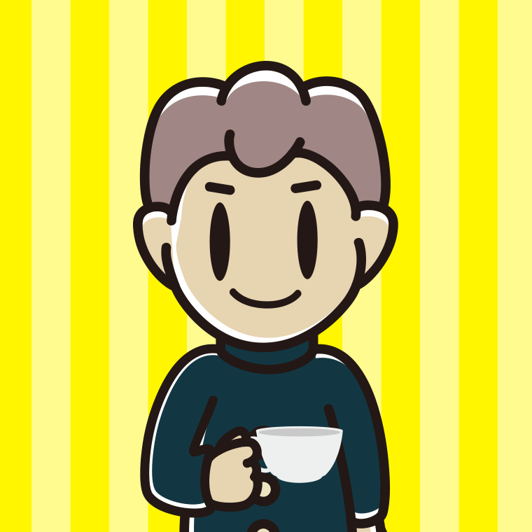 紅茶を飲む（ティーカップを持つ）男子中学生のイラスト【色、背景あり】PNG