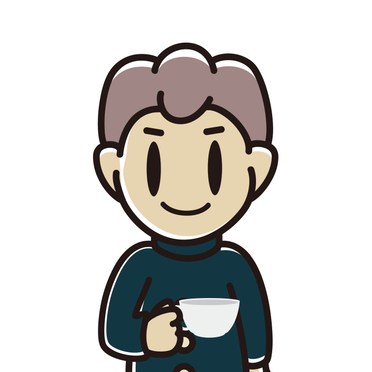 紅茶を飲む（ティーカップを持つ）男子中学生のイラスト【色あり、背景なし】透過PNG