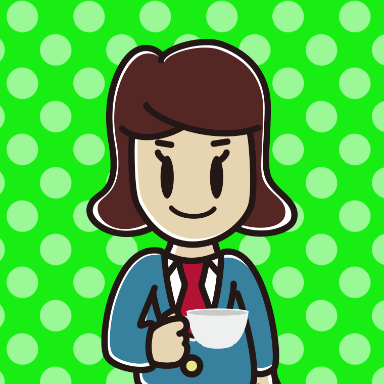 紅茶を飲む（ティーカップを持つ）女子高校生のイラスト【色、背景あり】PNG