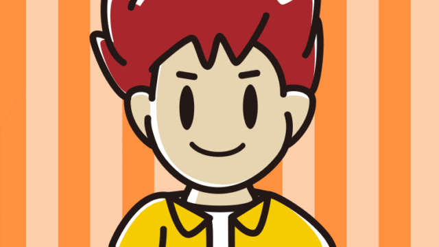 紅茶を飲む（ティーカップを持つ）男子大学生のイラスト【色、背景あり】PNG