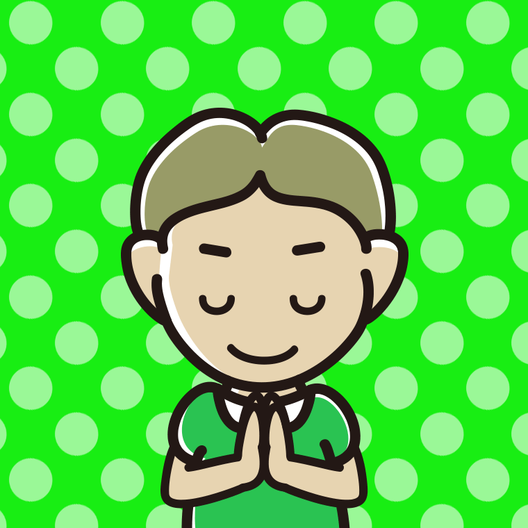 合掌する小学生男子のイラスト【色、背景あり】PNG