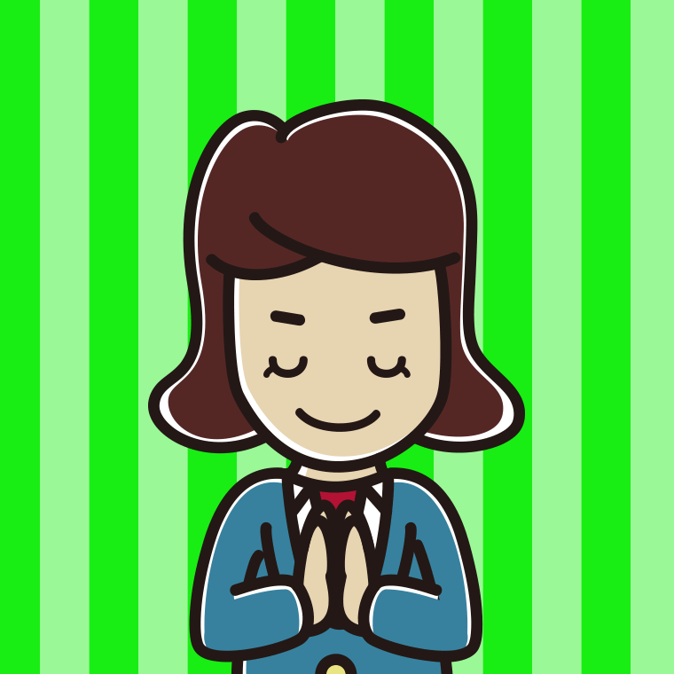 合掌する女子高校生のイラスト【色、背景あり】PNG