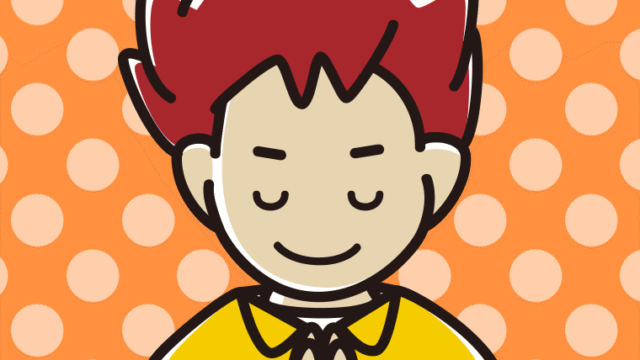 合掌する男子大学生のイラスト【色、背景あり】PNG