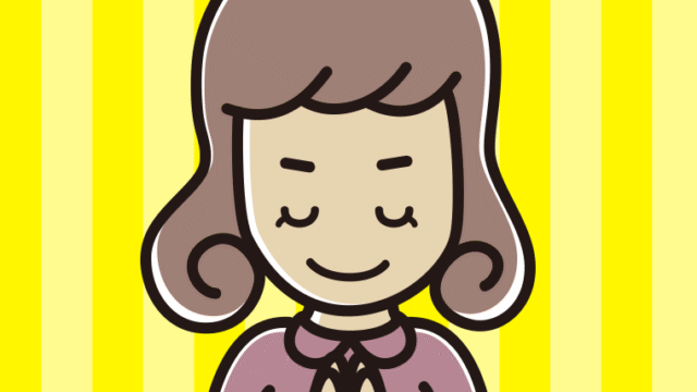 合掌する女子大学生のイラスト【色、背景あり】PNG