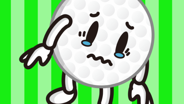 泣くゴルフボールちゃんのイラスト【色、背景あり】PNG