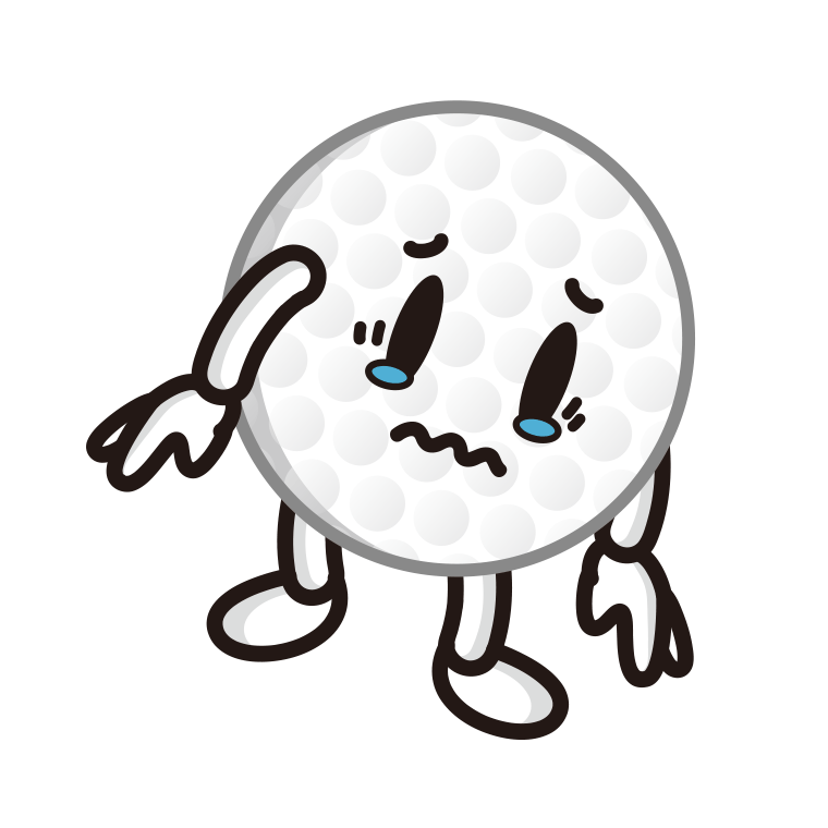 泣くゴルフボールちゃんのイラスト【色あり、背景なし】透過PNG