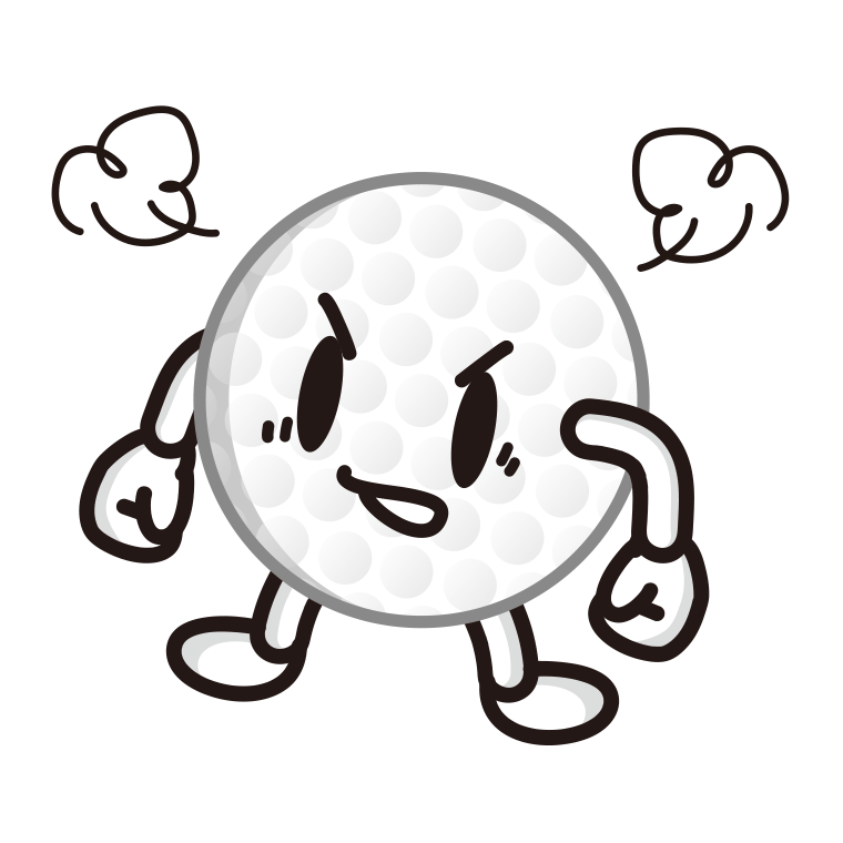 怒るゴルフボールちゃんのイラスト【色あり、背景なし】透過PNG