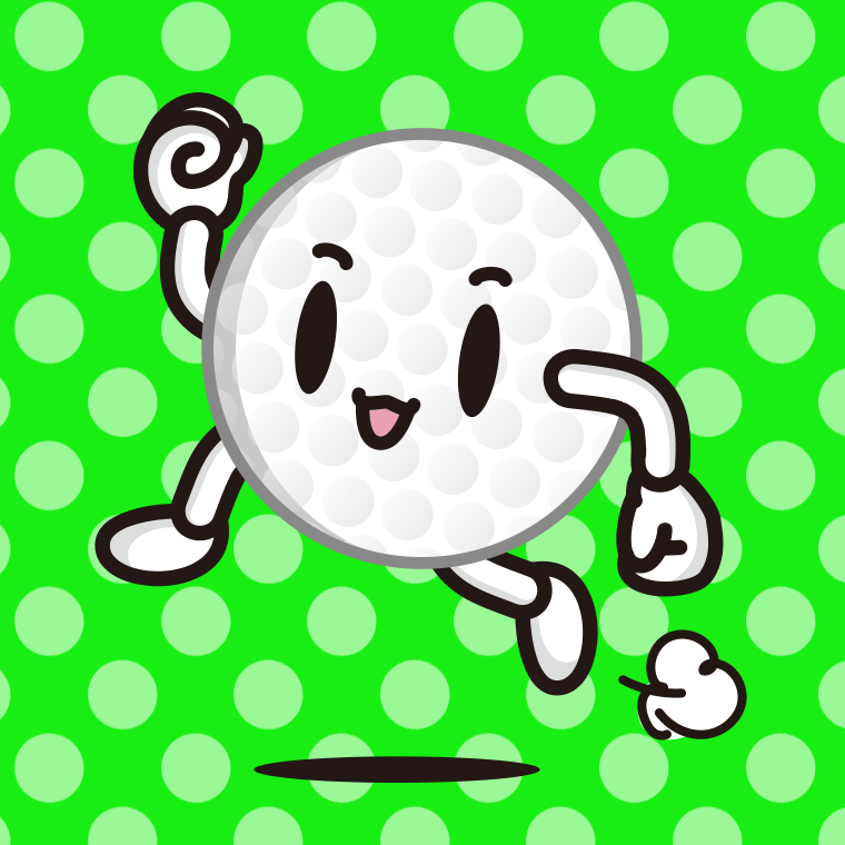 走るゴルフボールちゃんのイラスト【色、背景あり】PNG