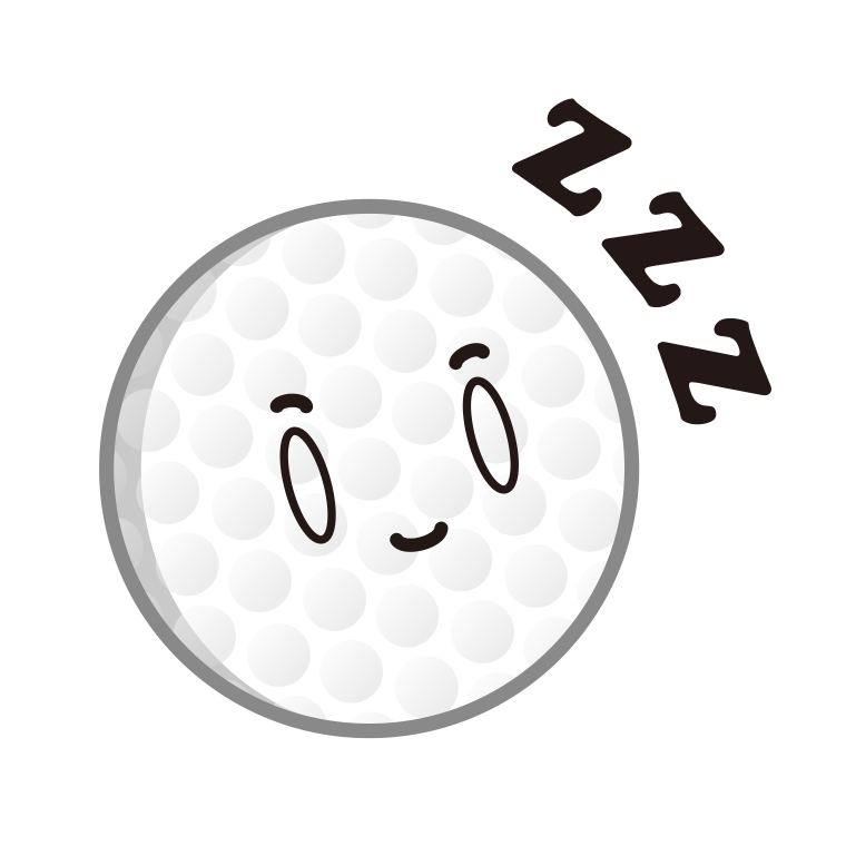 眠るゴルフボールちゃんのイラスト【色あり、背景なし】透過PNG