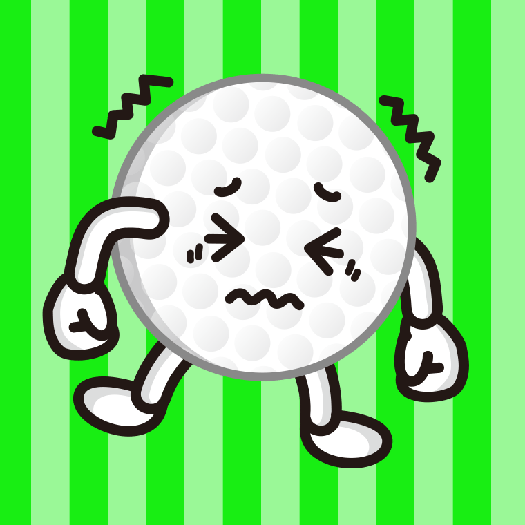 ブルブル震えるゴルフボールちゃんのイラスト【色、背景あり】PNG